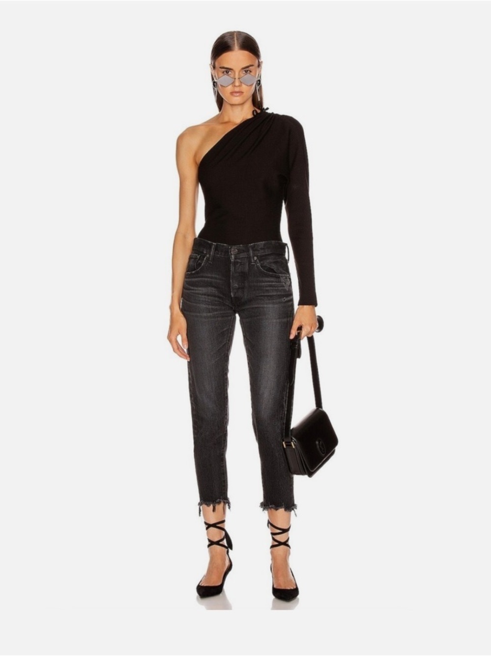 MOUSSY VINTAGE Staley Tapered Jeans Distressed Black Size 27